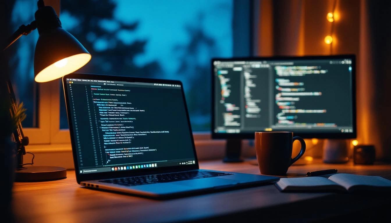 Desenvolvedor de madrugada usando Claude Code no terminal com projeto C# .NET aberto