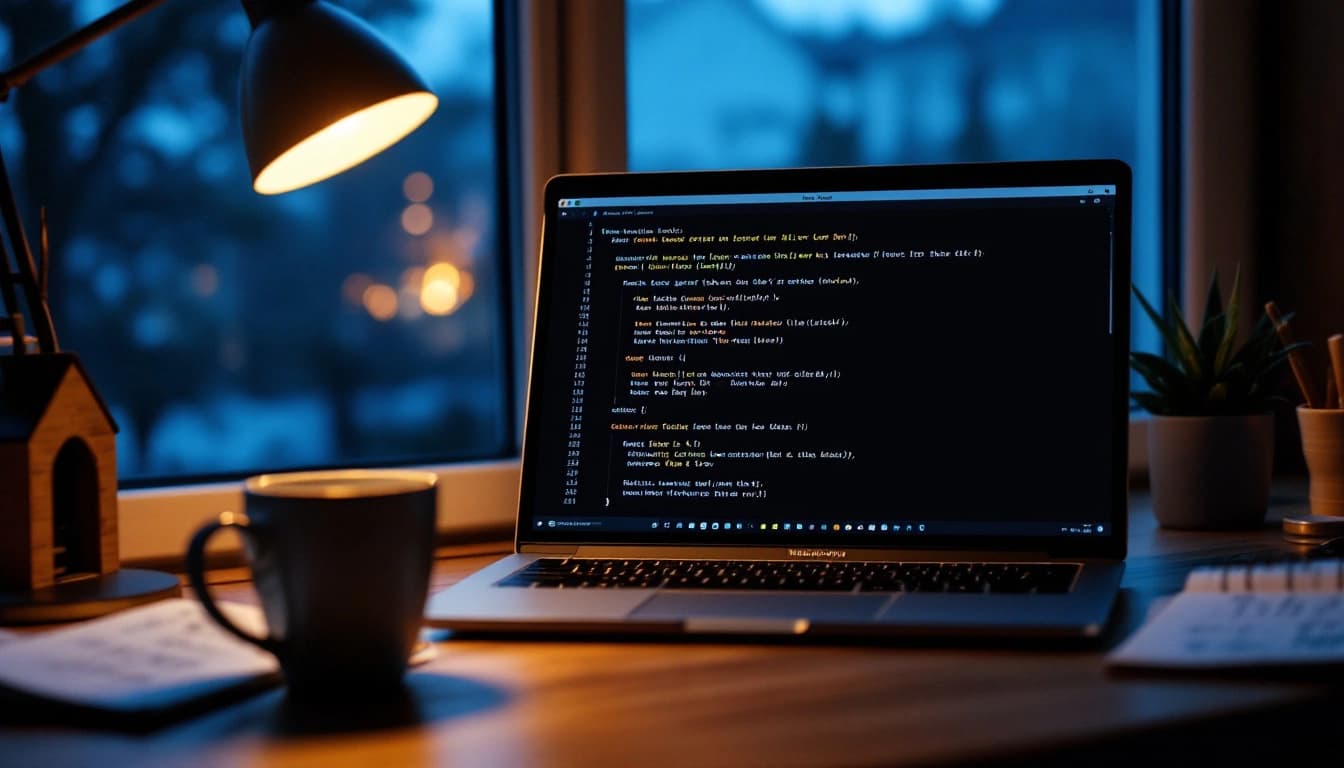 Desenvolvedor de madrugada monitorando consumo de tokens do Claude Code no terminal