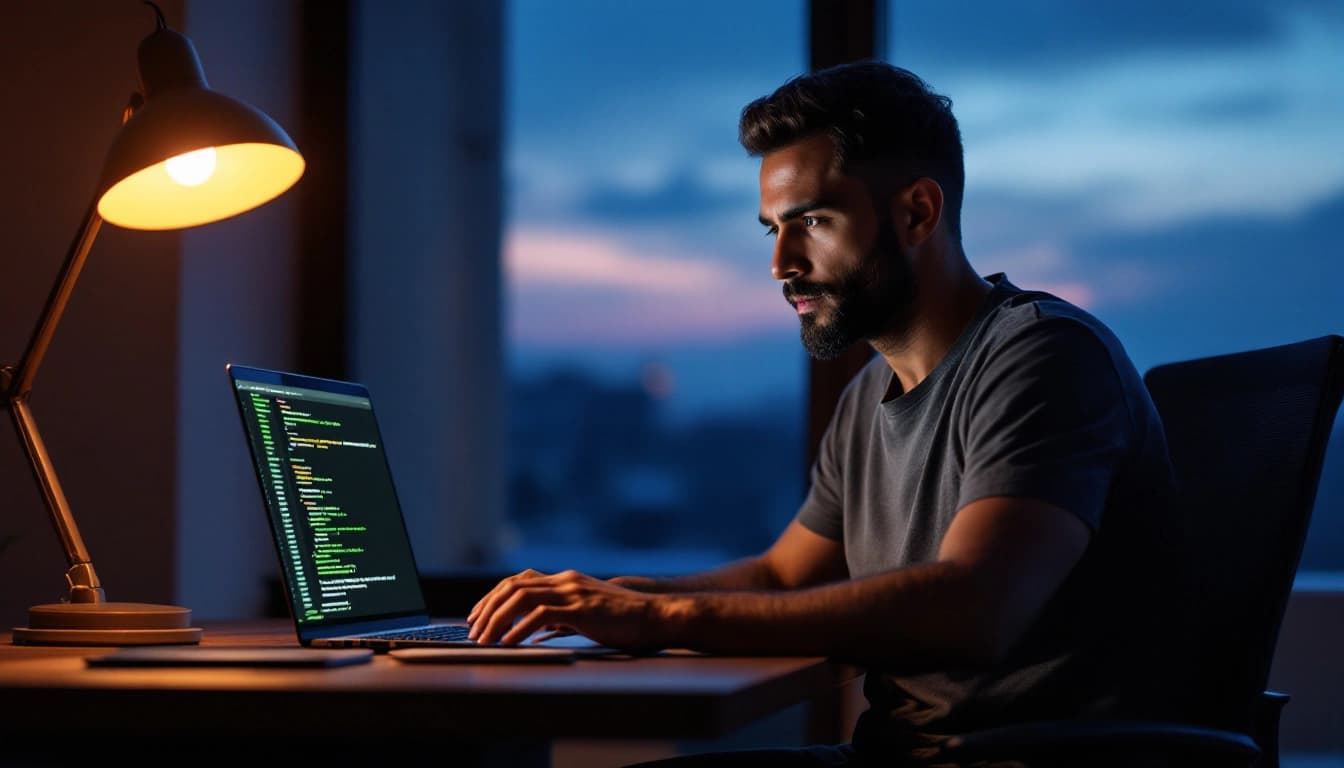 Dev de madrugada com terminal aberto mostrando a interface do Grok Build CLI em tema escuro