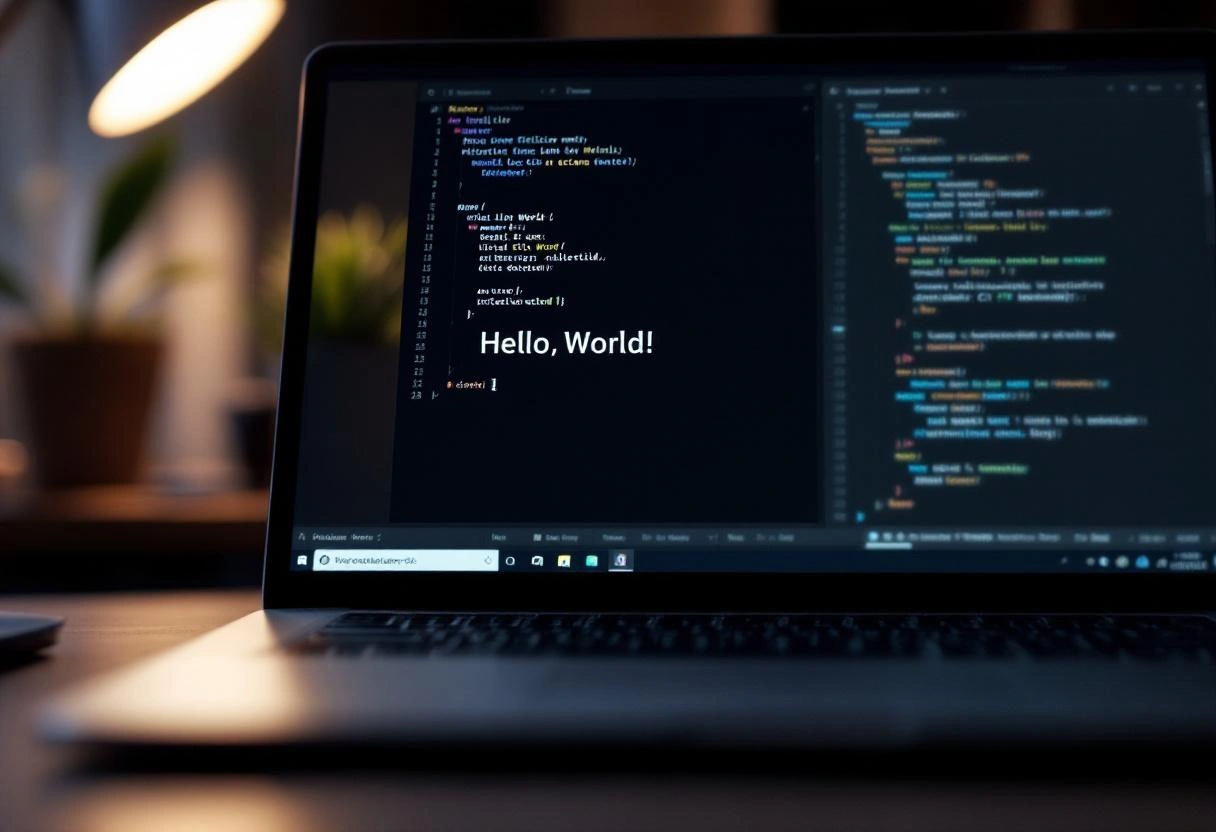Saída do programa Hello World no terminal do Visual Studio